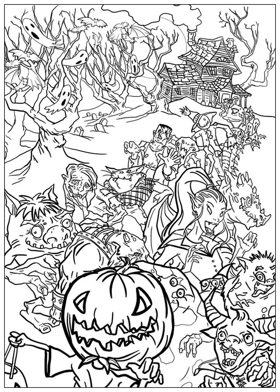 Halloween Monsters Halloween Coloring Pages For Adults