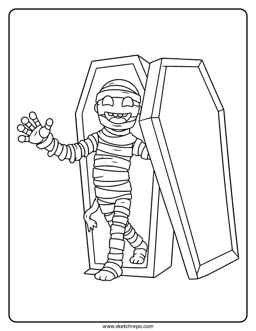 Halloween Mummy Coloring Page Sketch Repo Halloween Mummy Coloring Page Sketch Repo