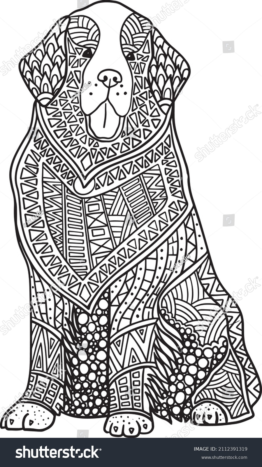 Hand Drawn Coloring Pages Newfoundland Dog Stock Vector Royalty Free 2112391319 Shutterstock