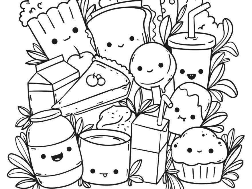 Hand Drawn Kawaii Coloring Book Royalty Free Vector Image