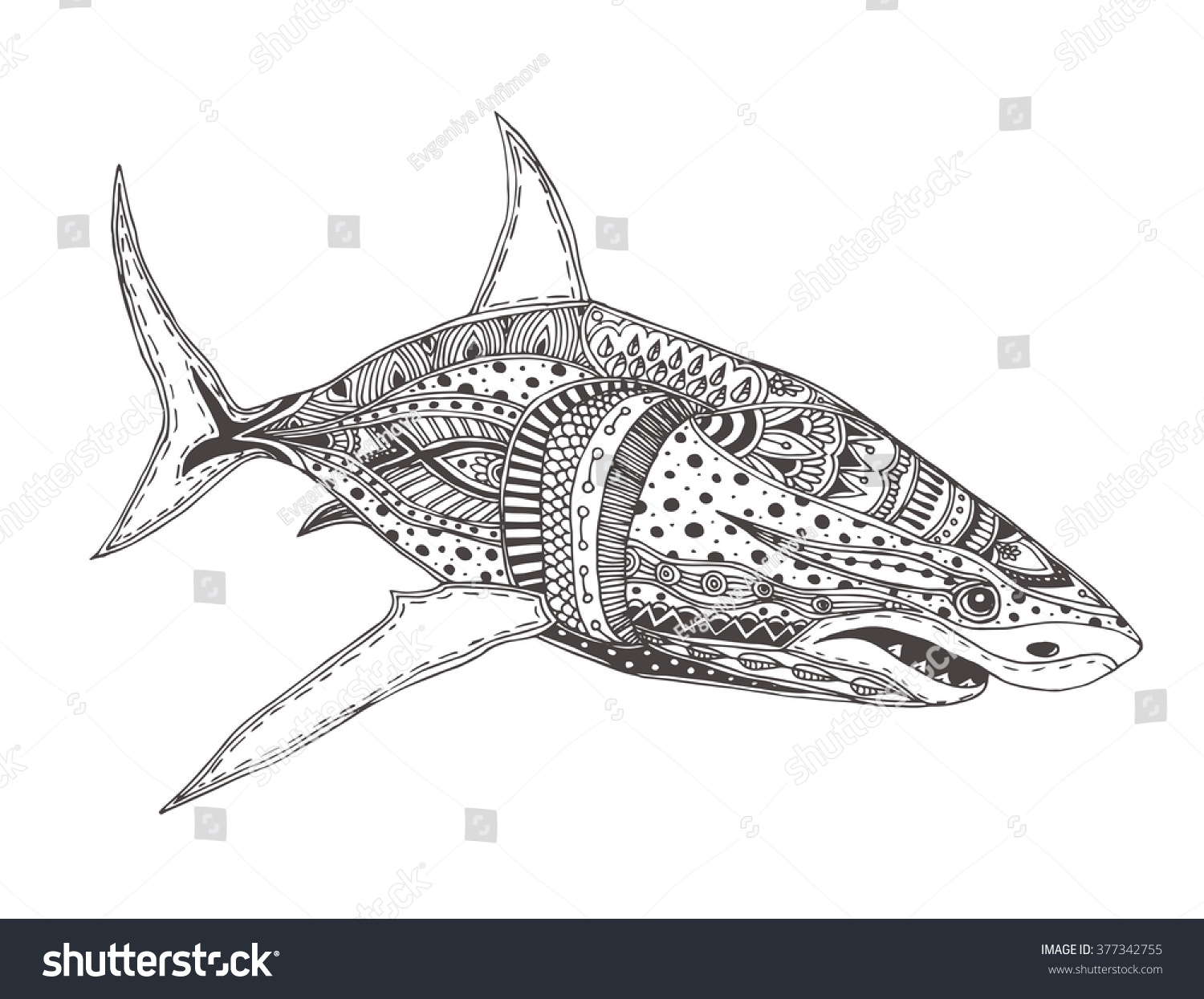 Hand drawn Shark Ethnic Doodle Pattern Coloring Stock Vector Royalty Free 377342755 Shutterstock Hand drawn Shark Ethnic Doodle Pattern Coloring Stock Vector Royalty Free 377342755 Shutterstock