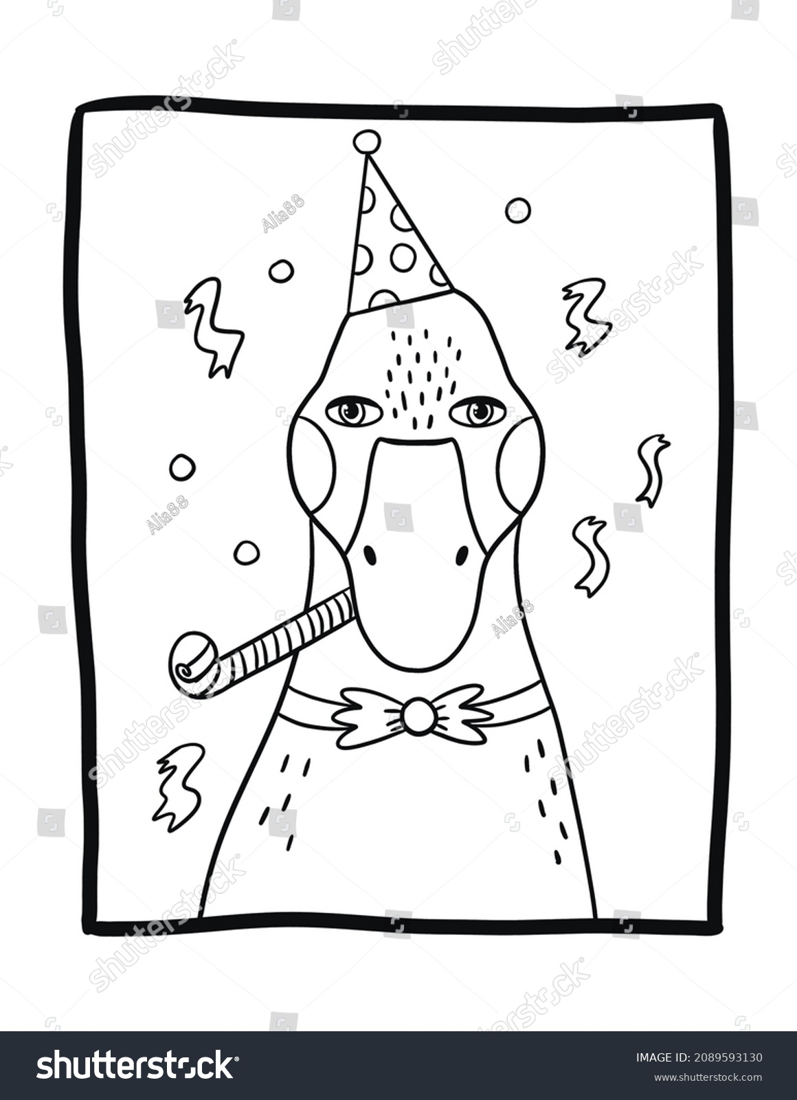 Happy Birthday Coloring Book Page Funny Stock Illustration 2089593130 Shutterstock