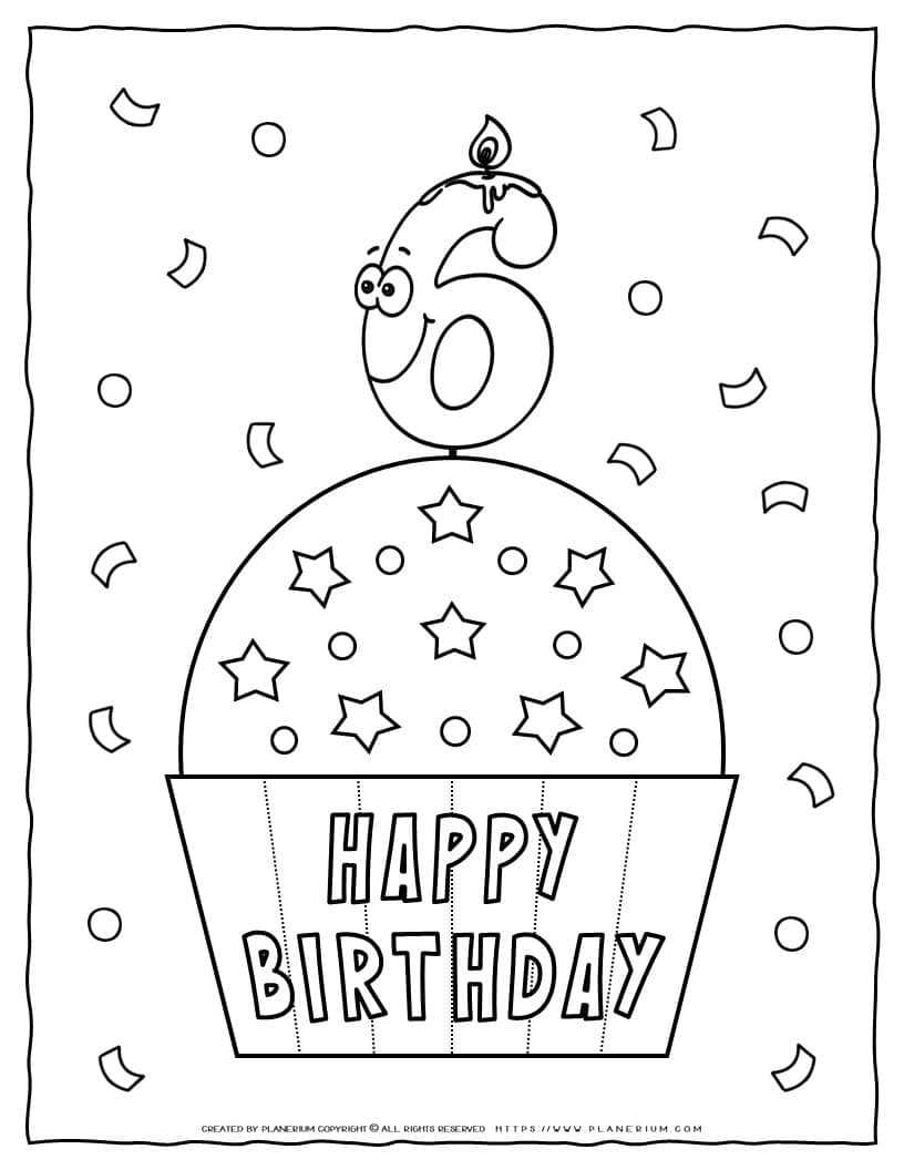 Happy Birthday Coloring Page 6th Birthday Planerium