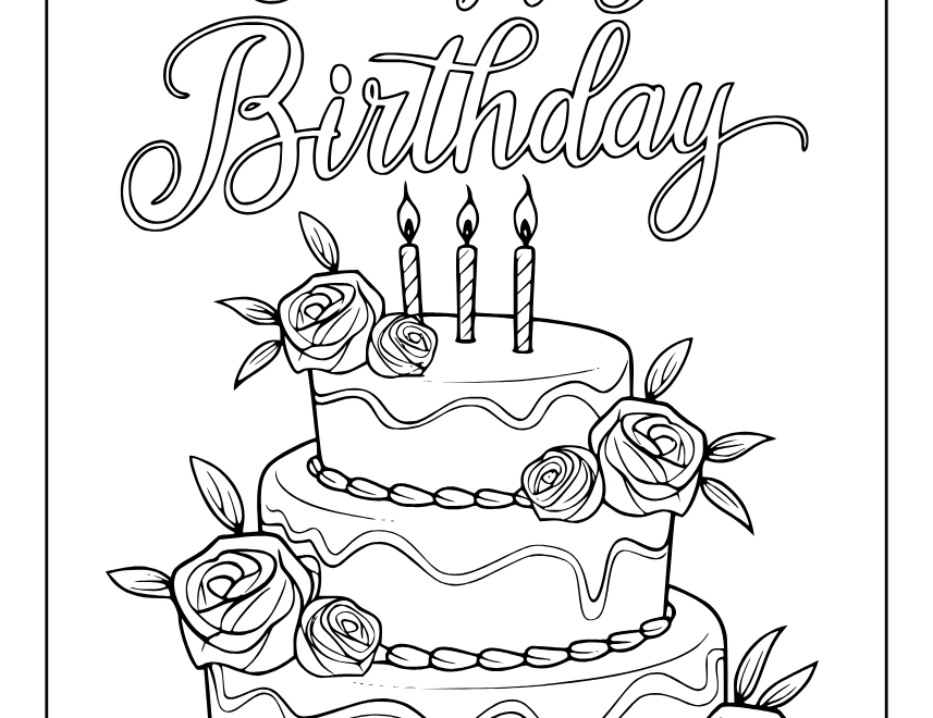 Happy Birthday Coloring Pages 25 Free Printable PDF