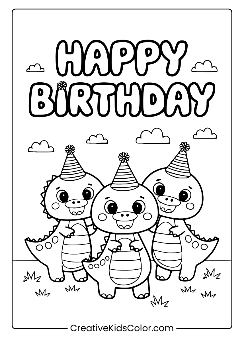 Simple Birthday Coloring Pages
