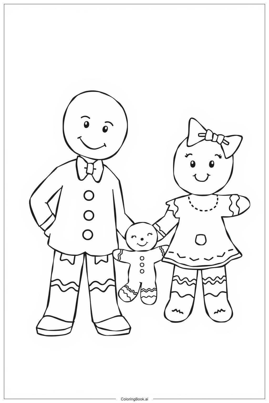 Happy Gingerbread Family Coloring Page Free PDF PNG Printable Happy Gingerbread Family Coloring Page Free PDF PNG Printable