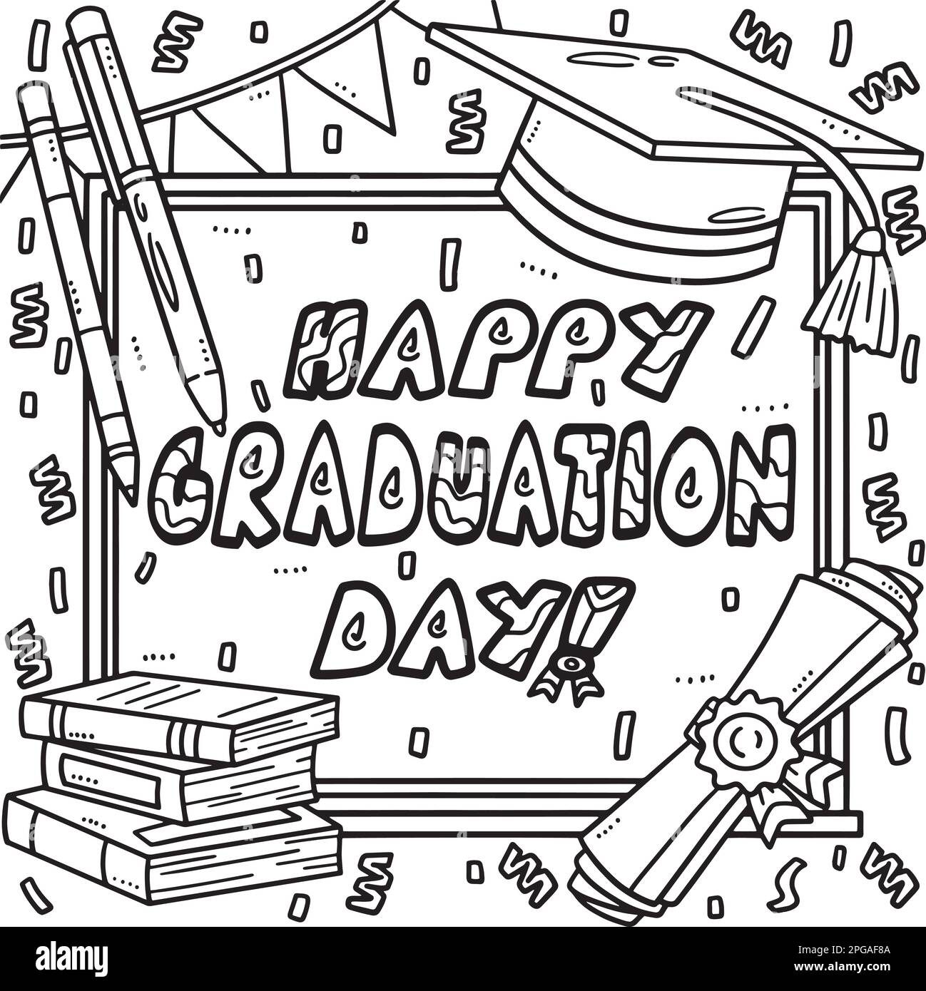 Happy Graduation Day Coloring Page For Kids Stock Vector Image Art Alamy Happy Graduation Day Coloring Page For Kids Stock Vector Image Art Alamy