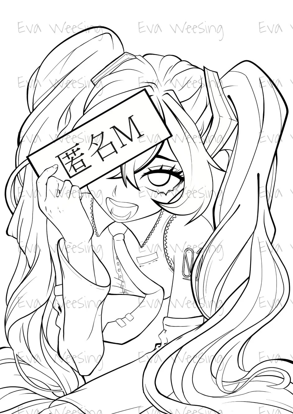Hatsune Miku Coloring Page Anonymous M Etsy Ireland Hatsune Miku Coloring Page Anonymous M Etsy Ireland