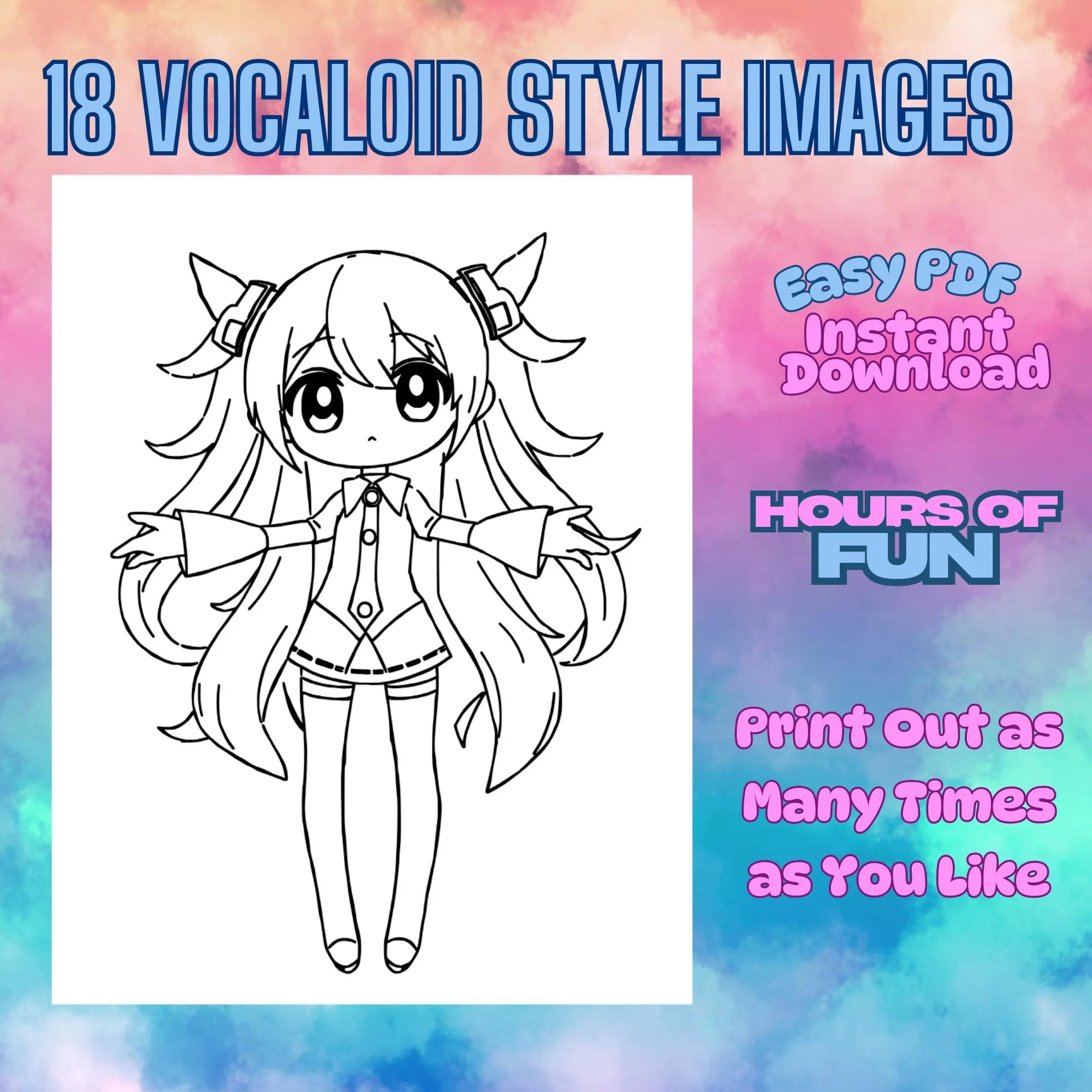 Hatsune Miku Coloring Page Etsy Hatsune Miku Coloring Page Etsy