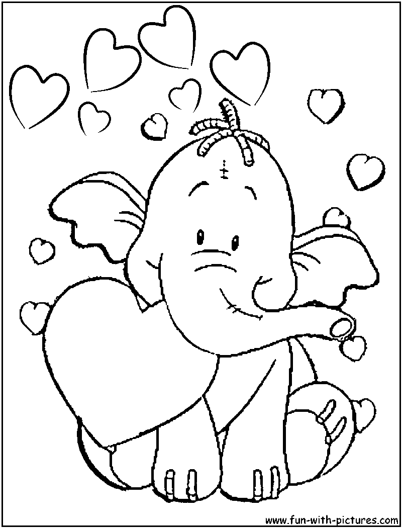 Heffalump Valentine Coloring Page