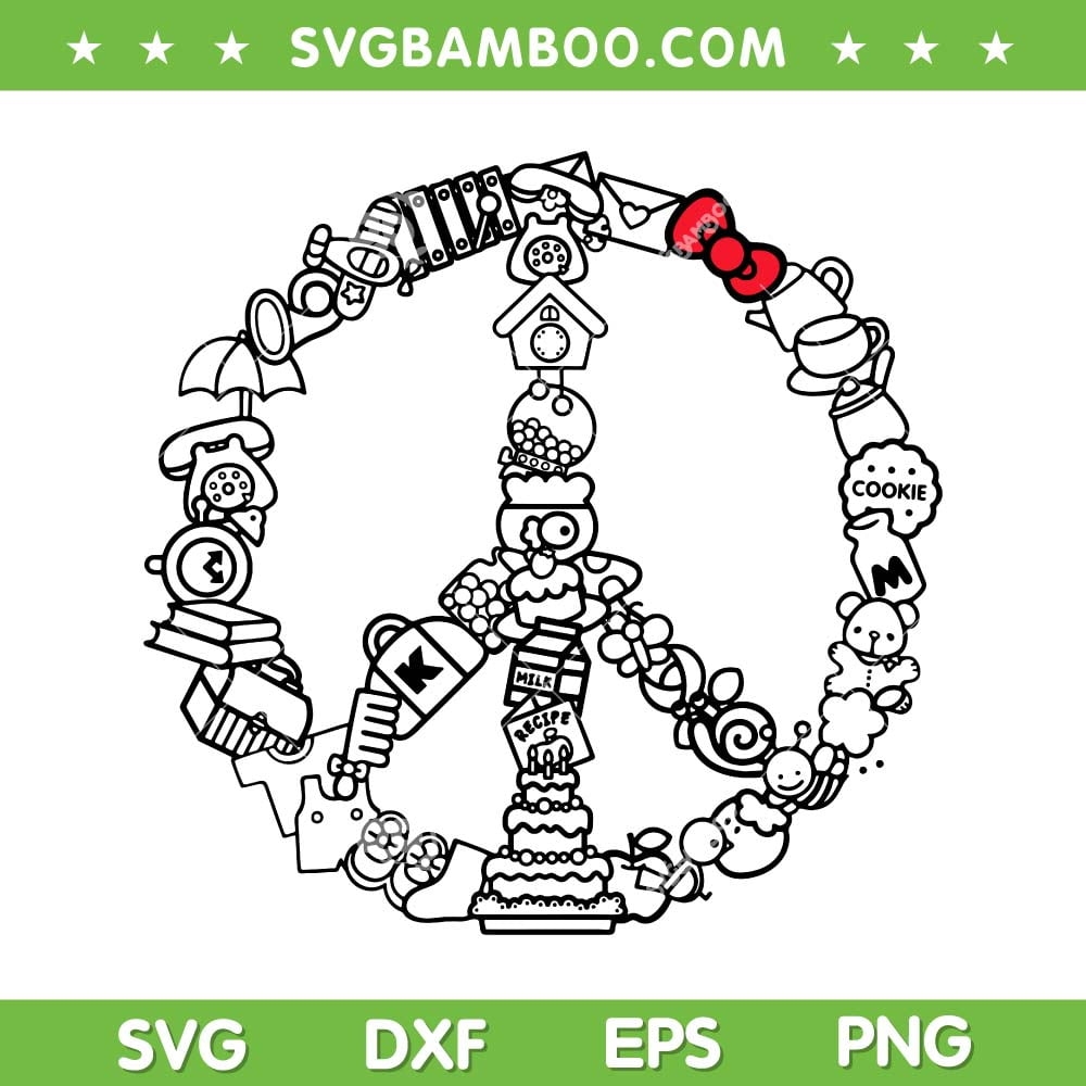 Hello Kitty Peace Sign SVG PNG Sanrio Kitty Icons SVG