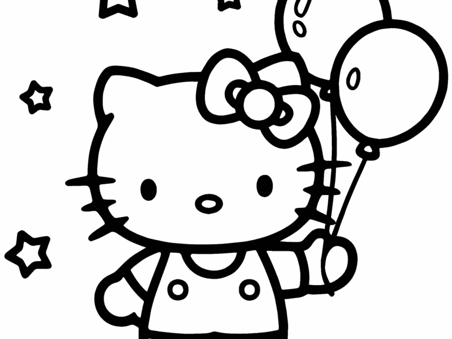Hello Kitty With Balloons Coloring Page Easy Drawing Guides