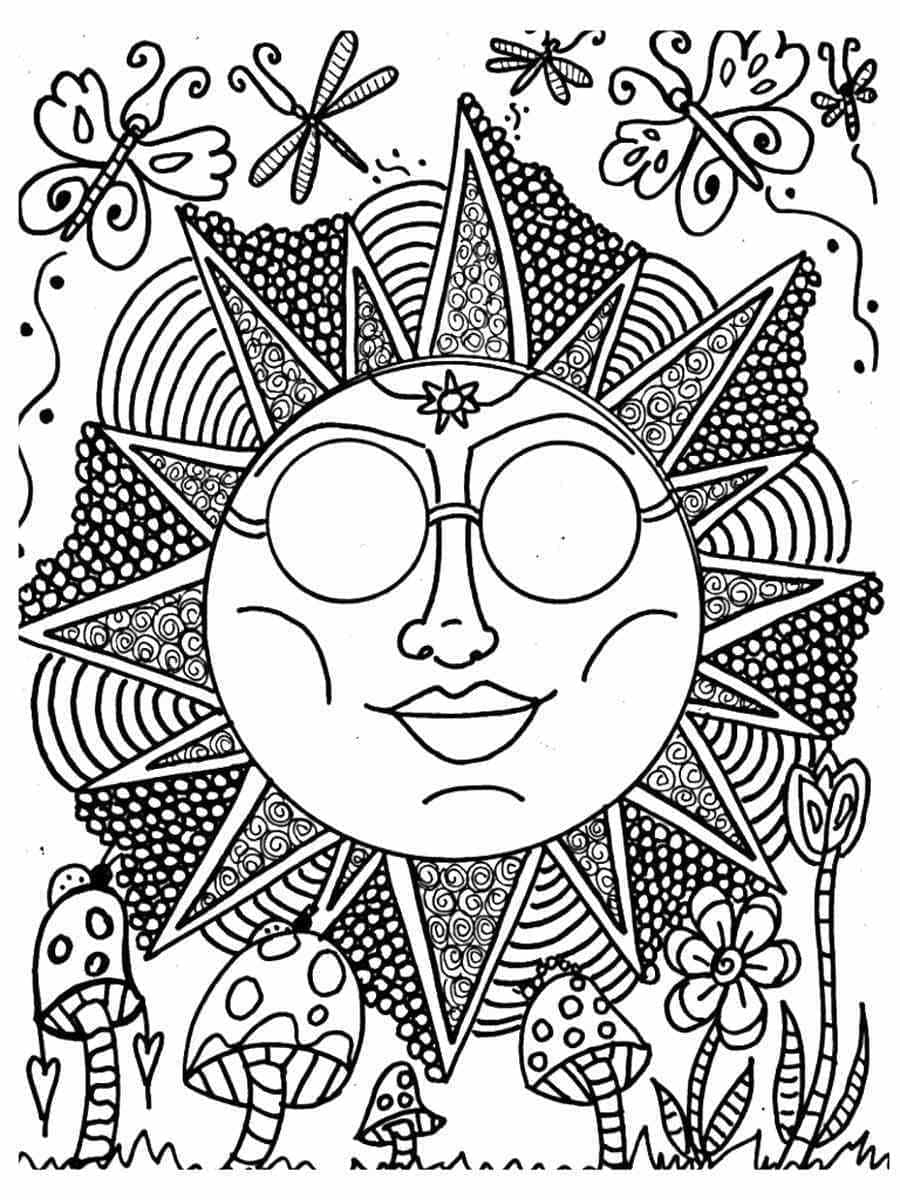 Hippie Sun And Moon Coloring Pages Hippie Sun And Moon Coloring Pages