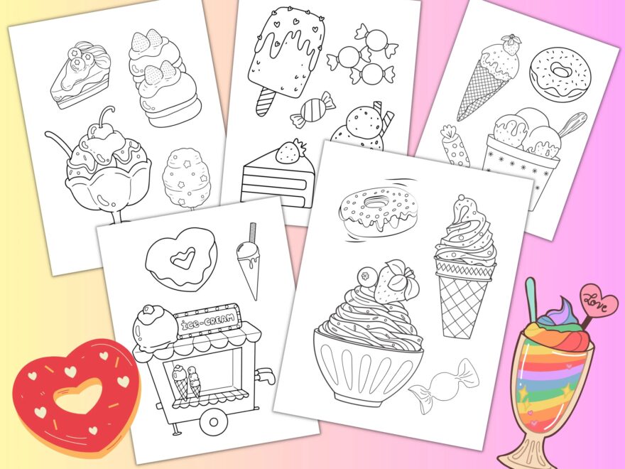 Ice Cream And Candy Coloring Pages Printable Cupcakes Coloring Birthday Party Coloring Favors Etsy