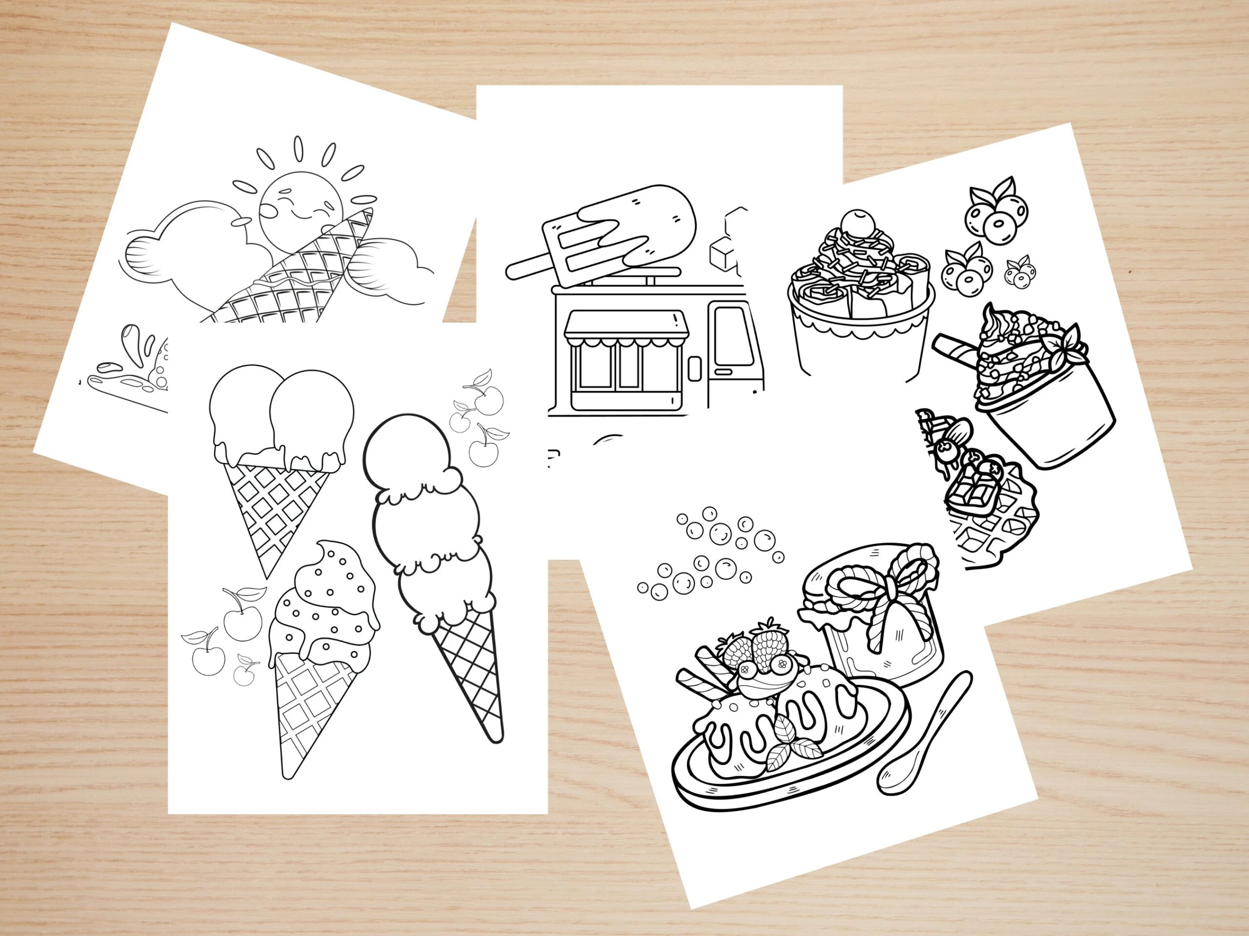 Ice Cream Coloring Pages Coloring Ice Cream Ice Cream Coloring Book Coloring Book Ice Cream Printables 25 Printable Coloring Pages Etsy