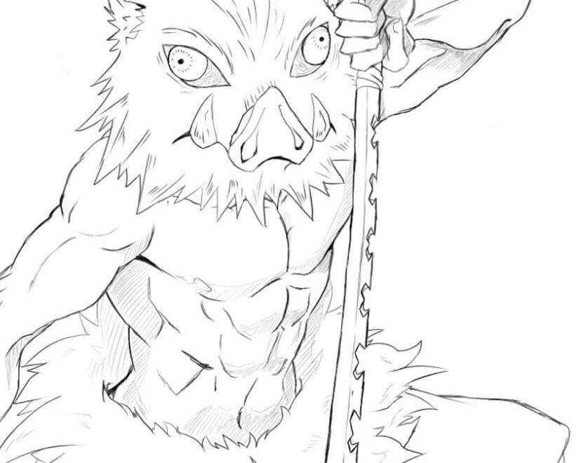 Inosuke Attack Coloring Page Anime Coloring Pages