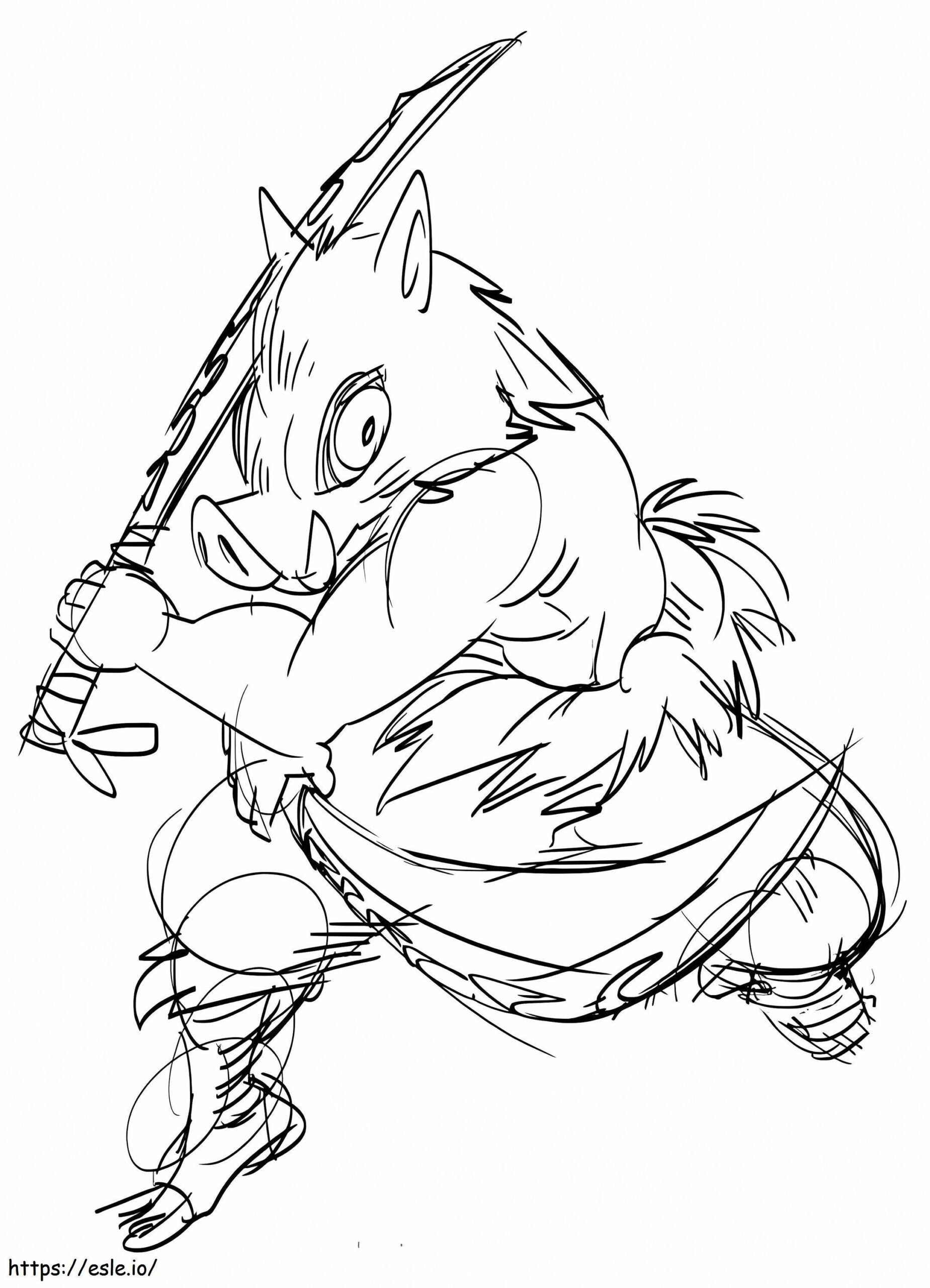 Inosuke Hashibira Demon Slayer Coloring Page