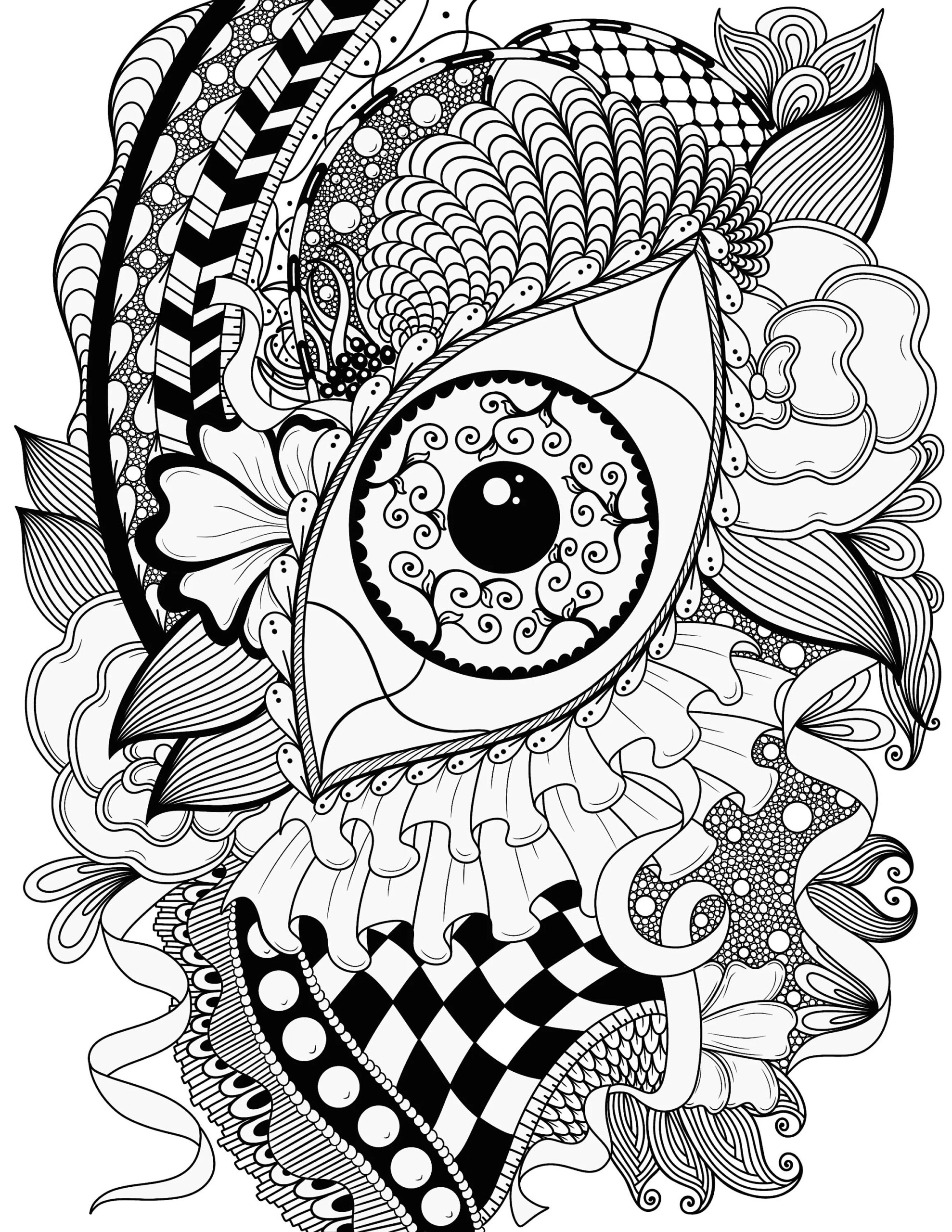 INSTANT DOWNLOAD Coloring Page Mystical Eye Zentangle Inspired Doodle Art Download Etsy
