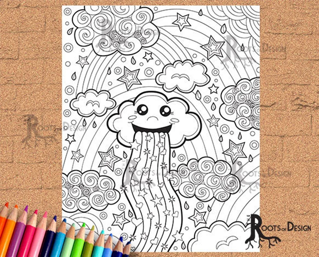 INSTANT DOWNLOAD Coloring Page Rainbow Cloud Print Doodle Art Printable Etsy INSTANT DOWNLOAD Coloring Page Rainbow Cloud Print Doodle Art Printable Etsy