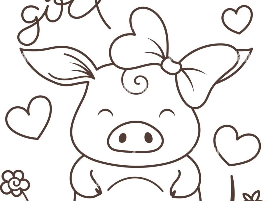 It Is A Girl Cute Cartoon Pig In Love Symbol Of New 2019 Year Chinese Horoscope Coloring Page Stock Vector Image Art Alamy