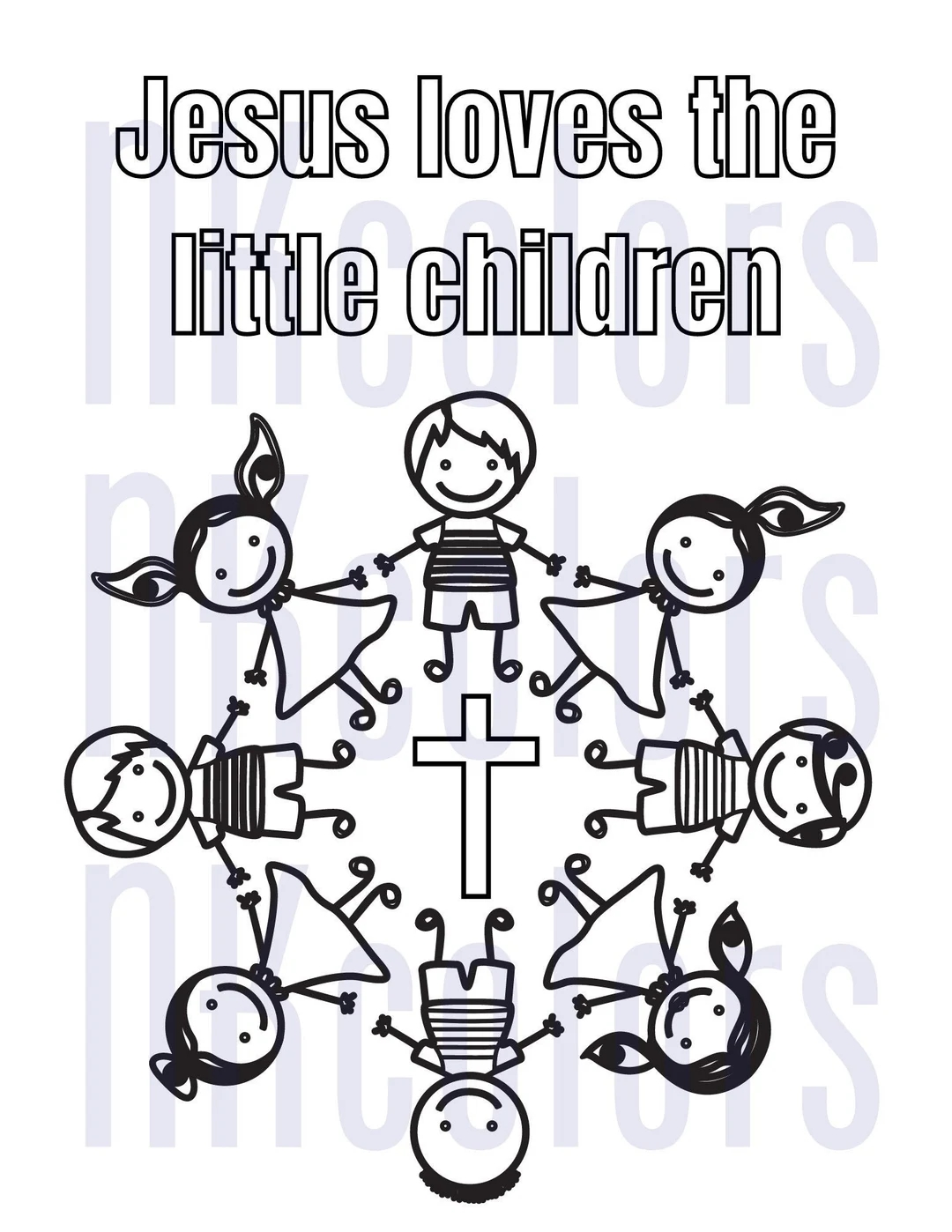 jesus loves the little children coloring page etsy jesus loves the little children coloring page etsy