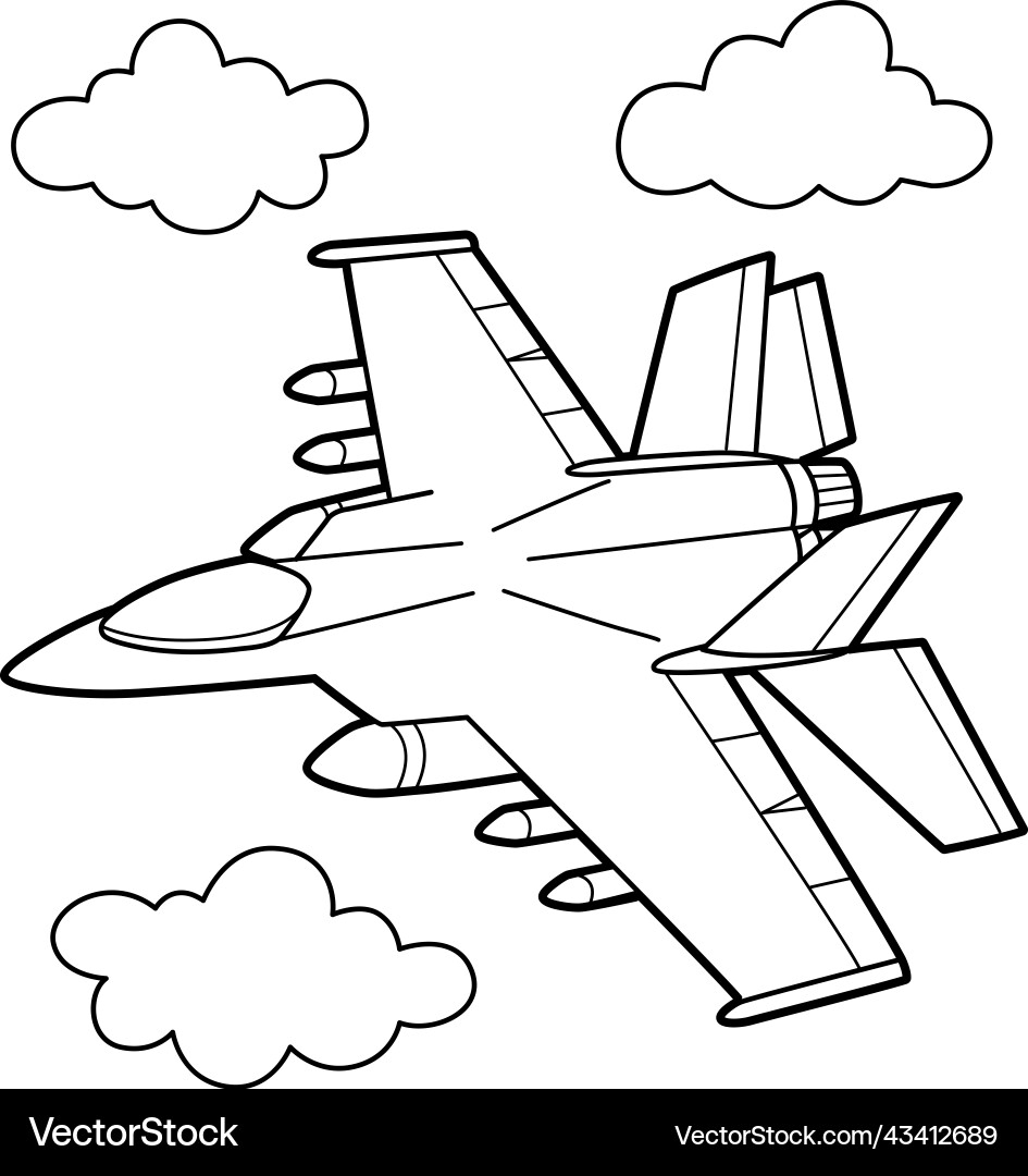 Jet Fighter Vehicle Coloring Page For Kids Vector Image Jet Fighter Vehicle Coloring Page For Kids Vector Image