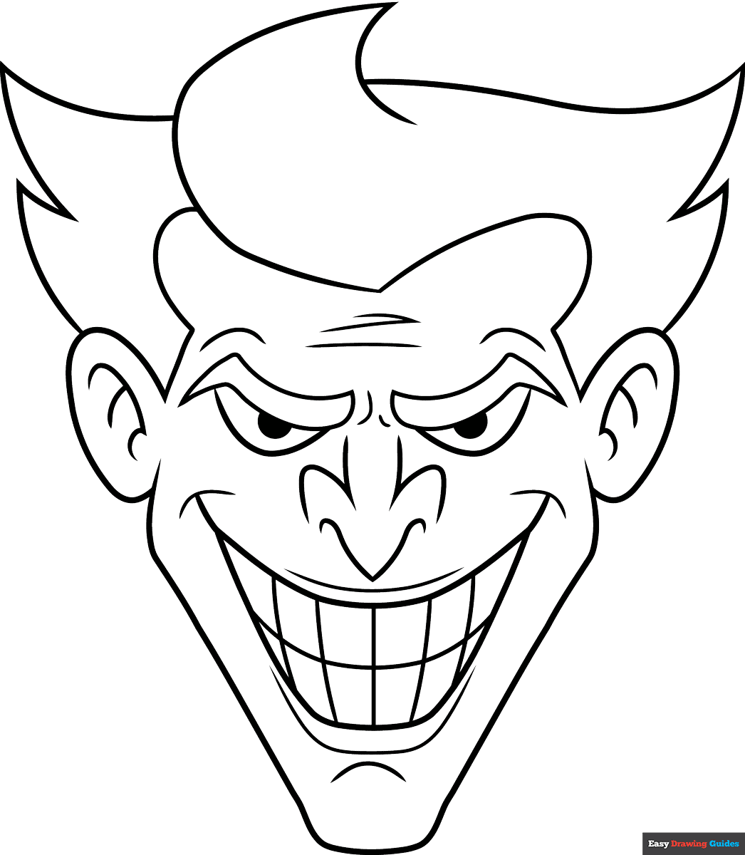 Joker s Face Coloring Page Easy Drawing Guides