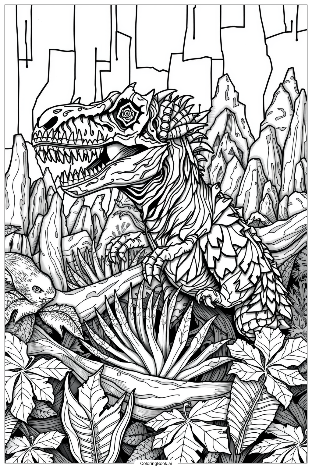 Jurassic World T Rex Encounter Coloring Page Free PDF PNG Printable 