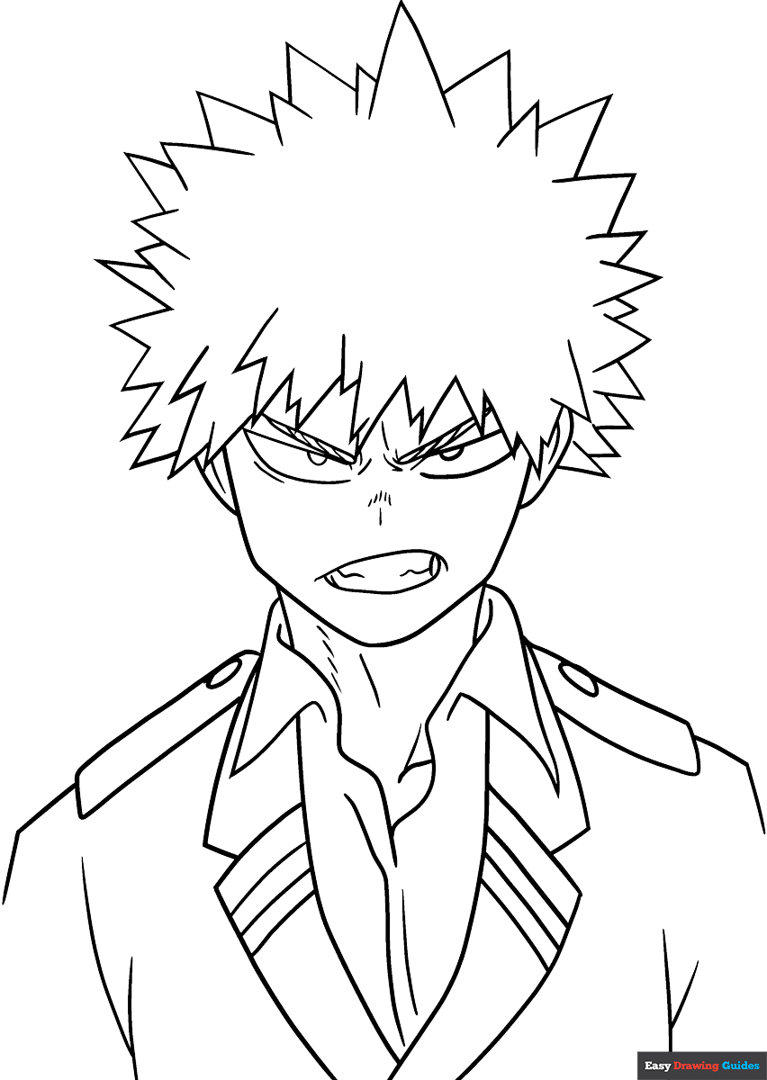 Katsuki Bakugo From MY Hero Academia Coloring Page Easy Drawing Guides Katsuki Bakugo From MY Hero Academia Coloring Page Easy Drawing Guides