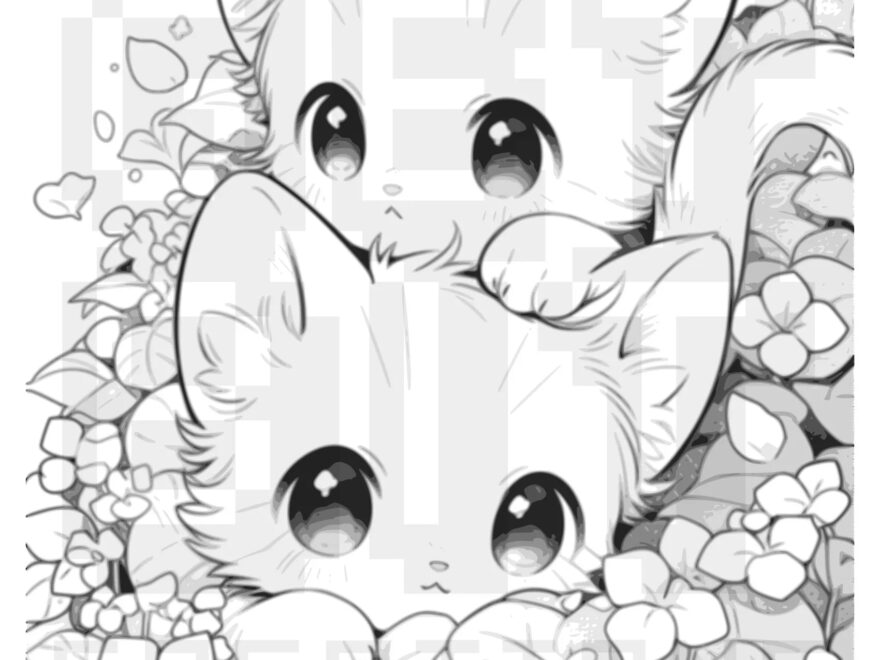 Kawaii Cat Coloring Page Of Kittens Coloring Book Of Anime Cats Coloring Page For All Ages Coloring Book Manga Etsy