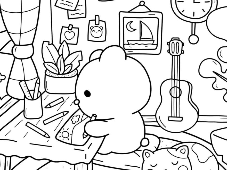 Kawaii Coloring Pages For Adults Cozy Coloring Pages Cute Coloring Pages Aesthetic Kawaii Cute Japanese Stuff Cozy Printable Etsy