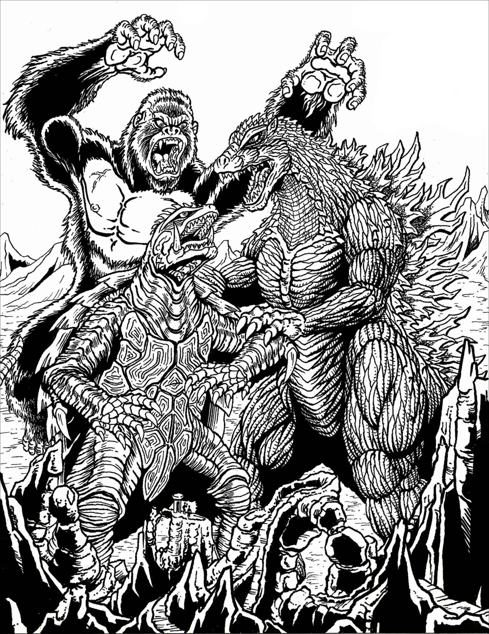 Godzilla And Kong Coloring Pages