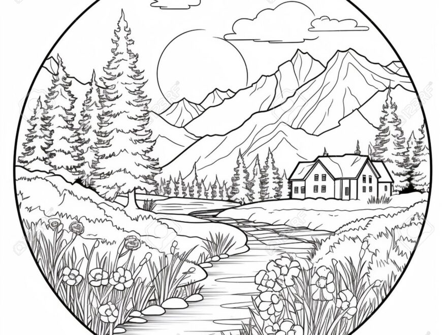 Landscape Coloring Pages Stock Photo Picture And Royalty Free Image Image 210016127