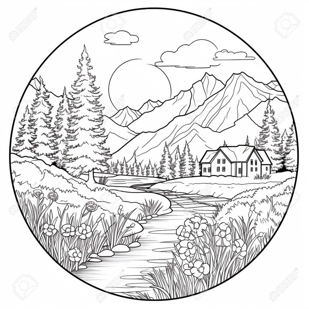 Landscape Coloring Pages Stock Photo Picture And Royalty Free Image Image 210016127 Landscape Coloring Pages Stock Photo Picture And Royalty Free Image Image 210016127
