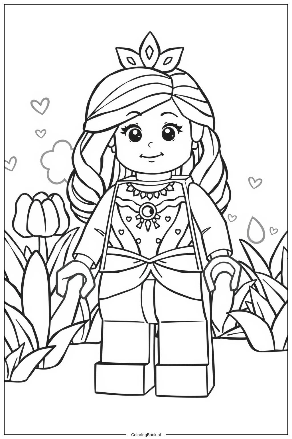 Lego Princess In A Magical Garden Coloring Page Free PDF PNG Printable Lego Princess In A Magical Garden Coloring Page Free PDF PNG Printable