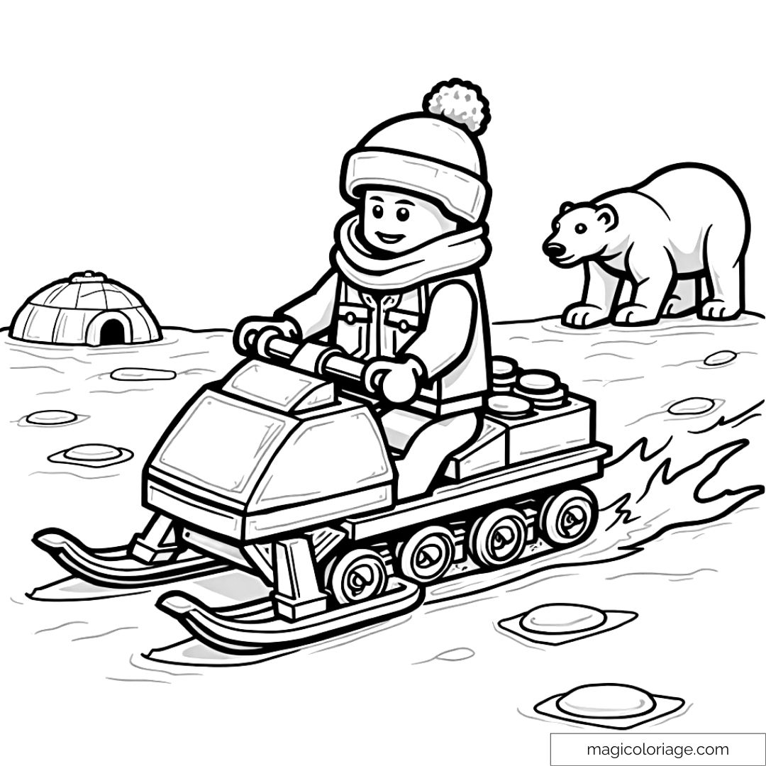 Lego Snowmobile And Polar Bear Coloring Page Lego Snowmobile And Polar Bear Coloring Page