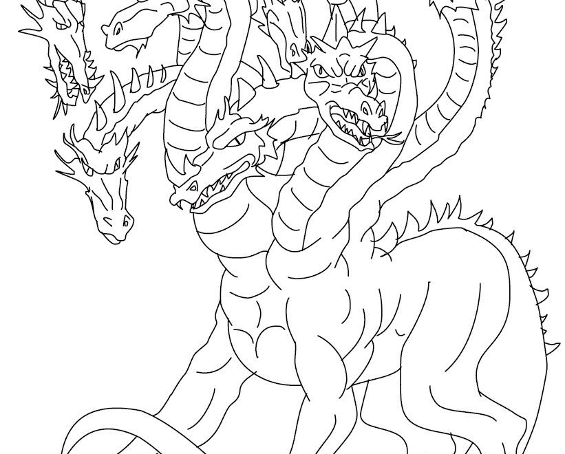 Lernean Hydra The 100 Heads Water Dragon Coloring Pages Hellokids