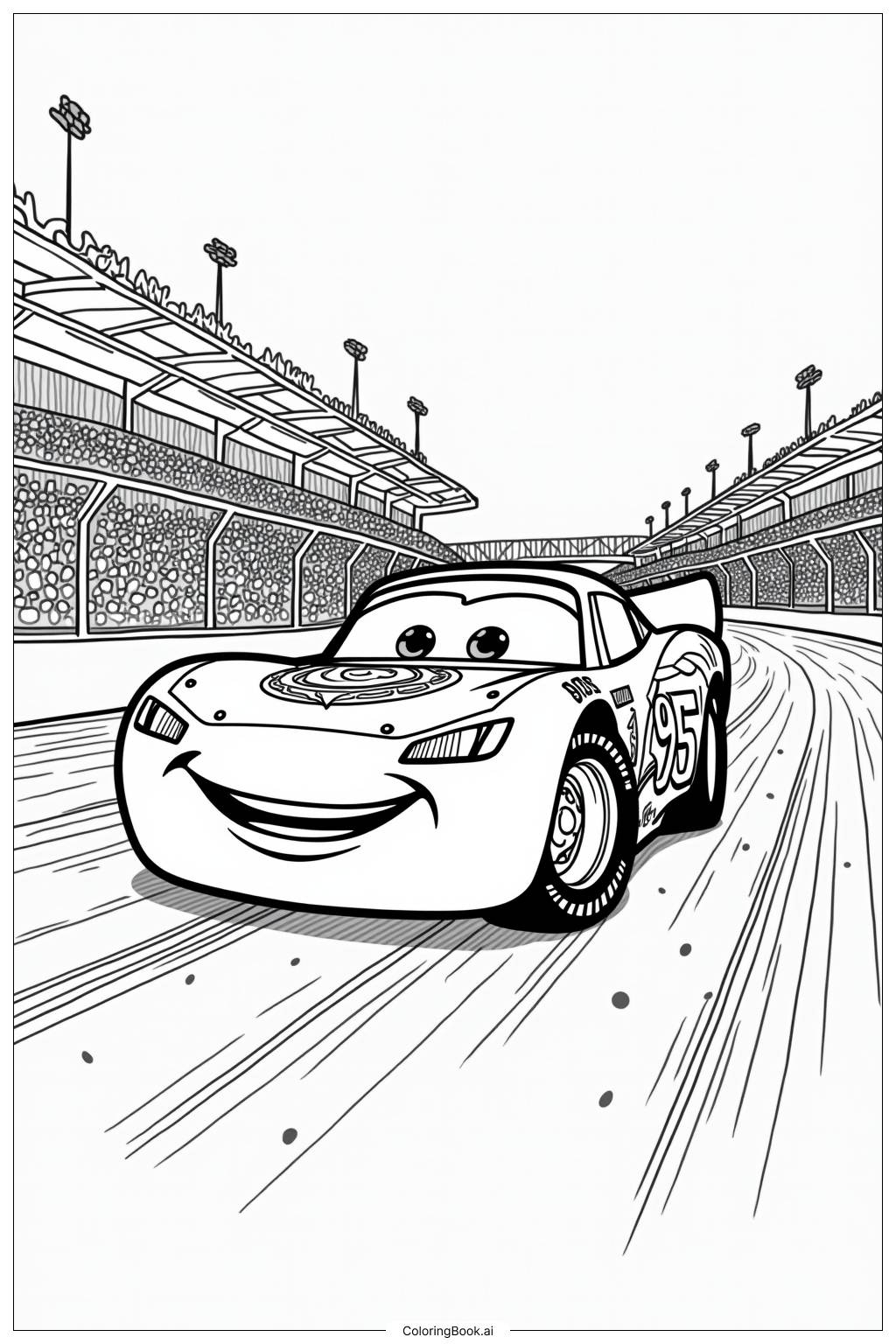 Lightning McQueen Winning The Piston Cup Coloring Page Free PDF PNG Printable 