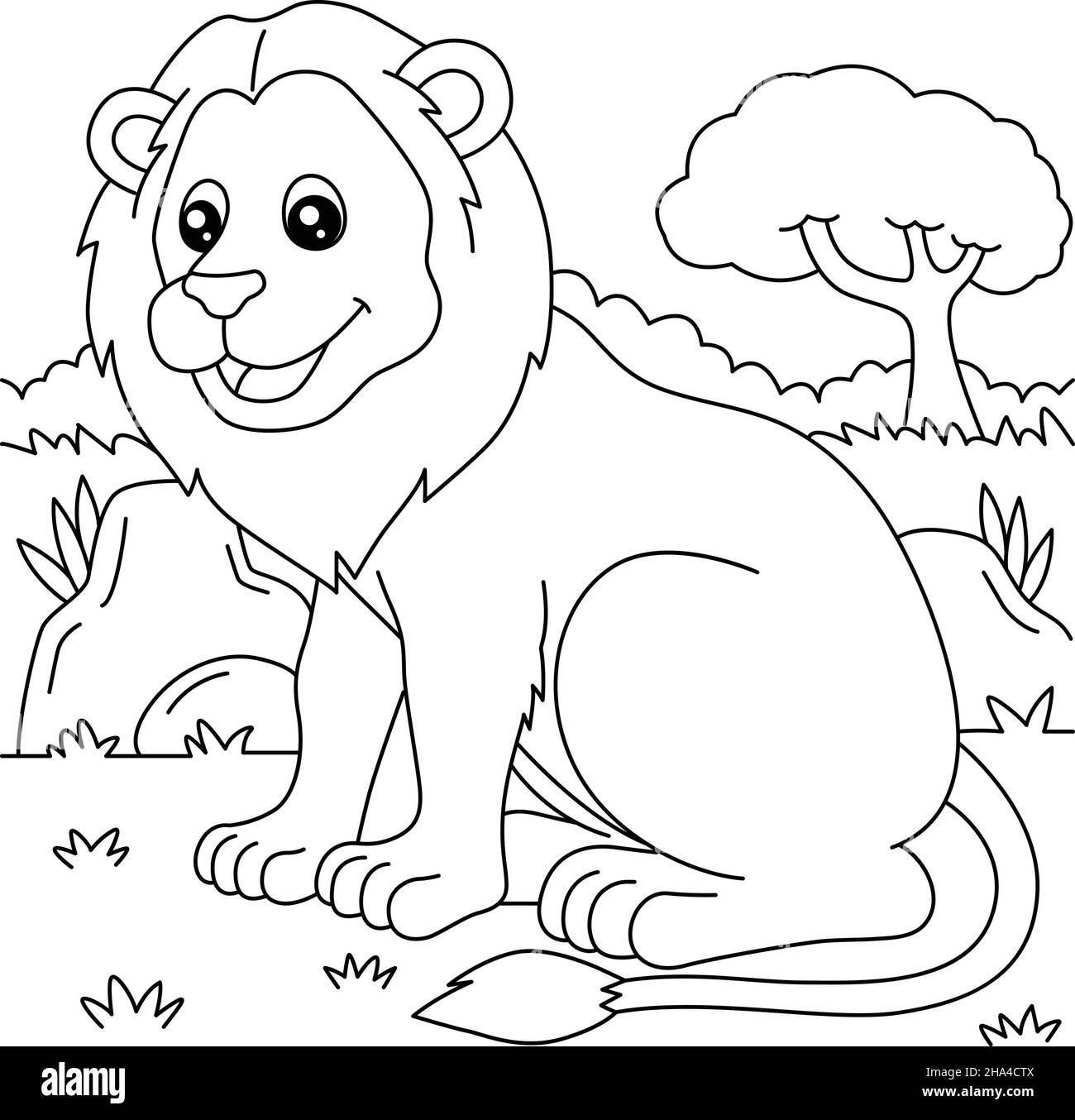 Lion Coloring Page For Kids Stock Vector Image Art Alamy