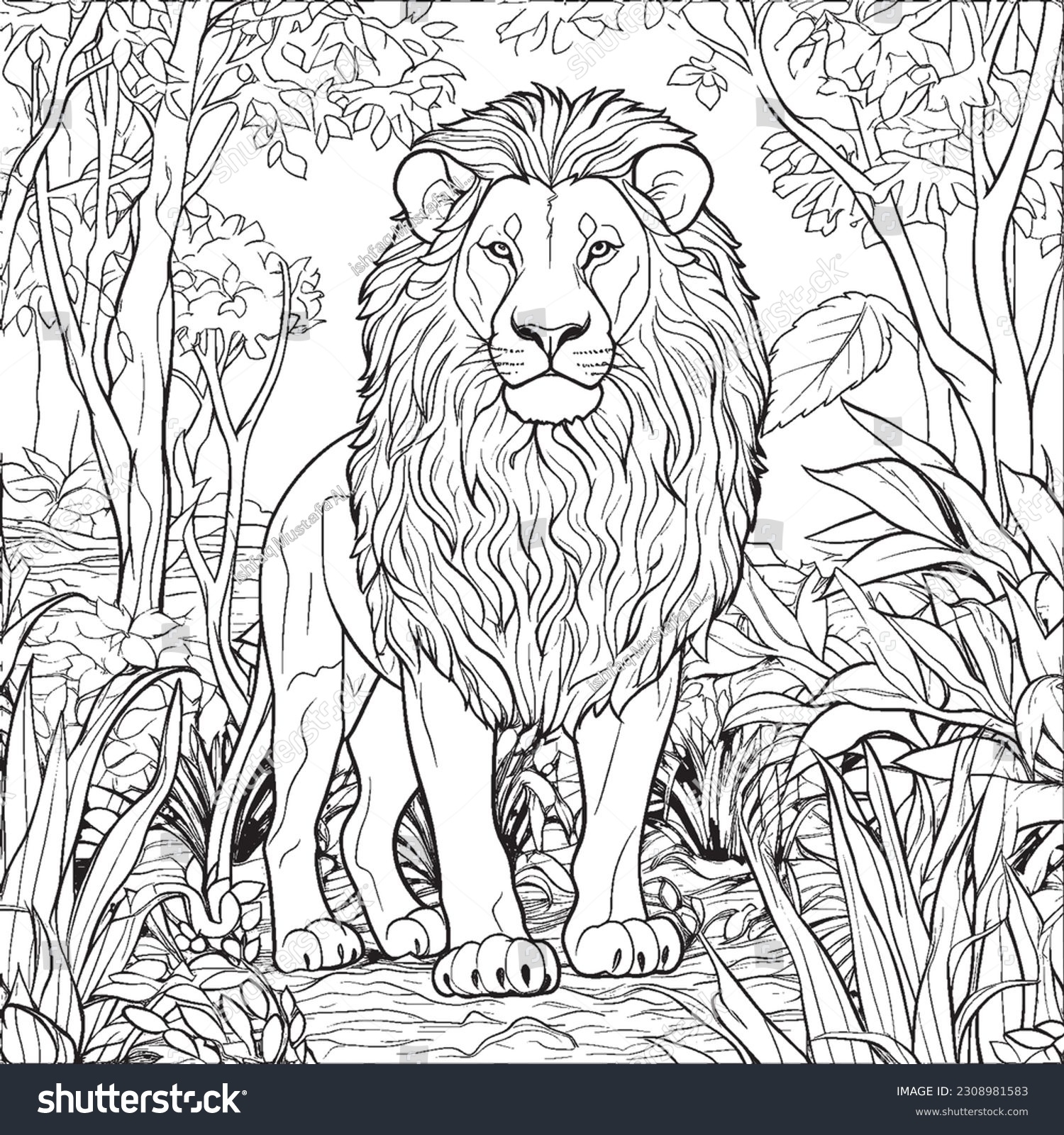Lion Coloring Pages Detailed Adult