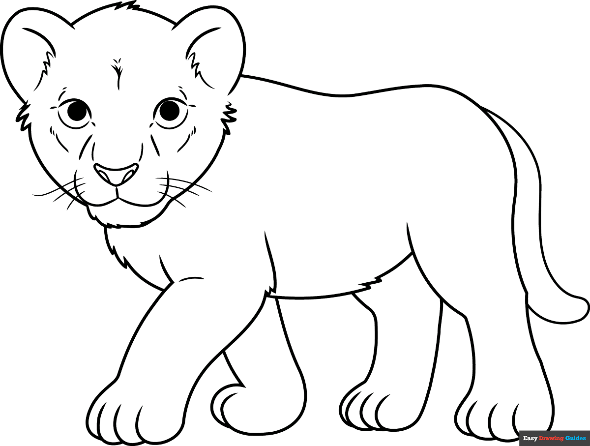 Lion Cub Coloring Page Easy Drawing Guides