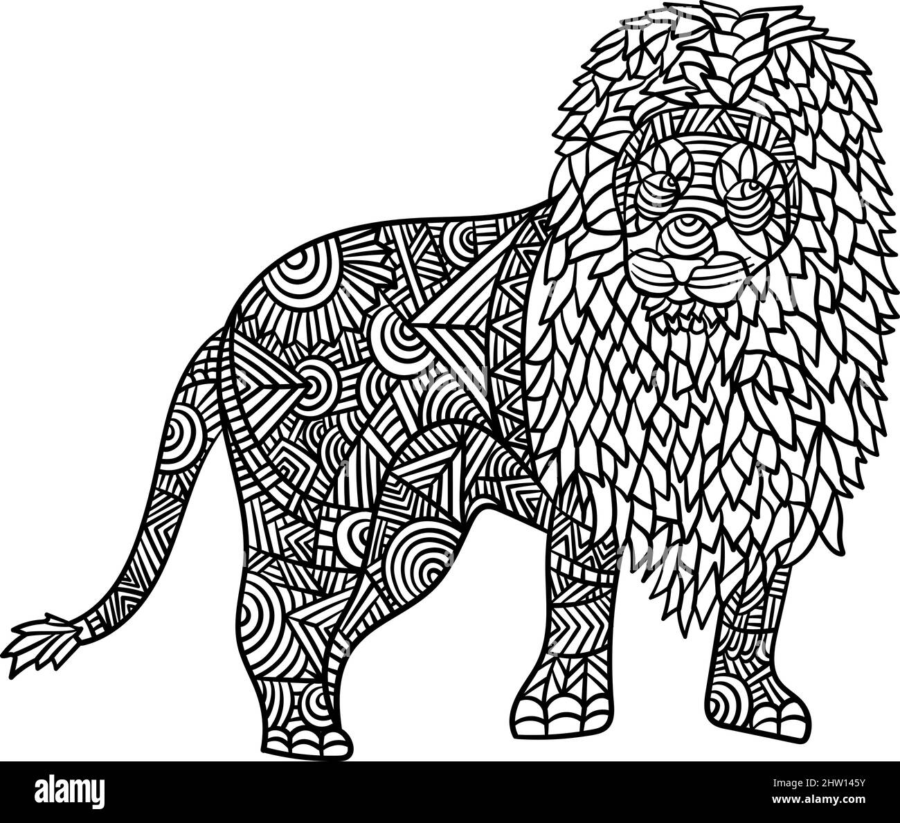 Lion Mandala Coloring Pages For Adults Stock Vector Image Art Alamy