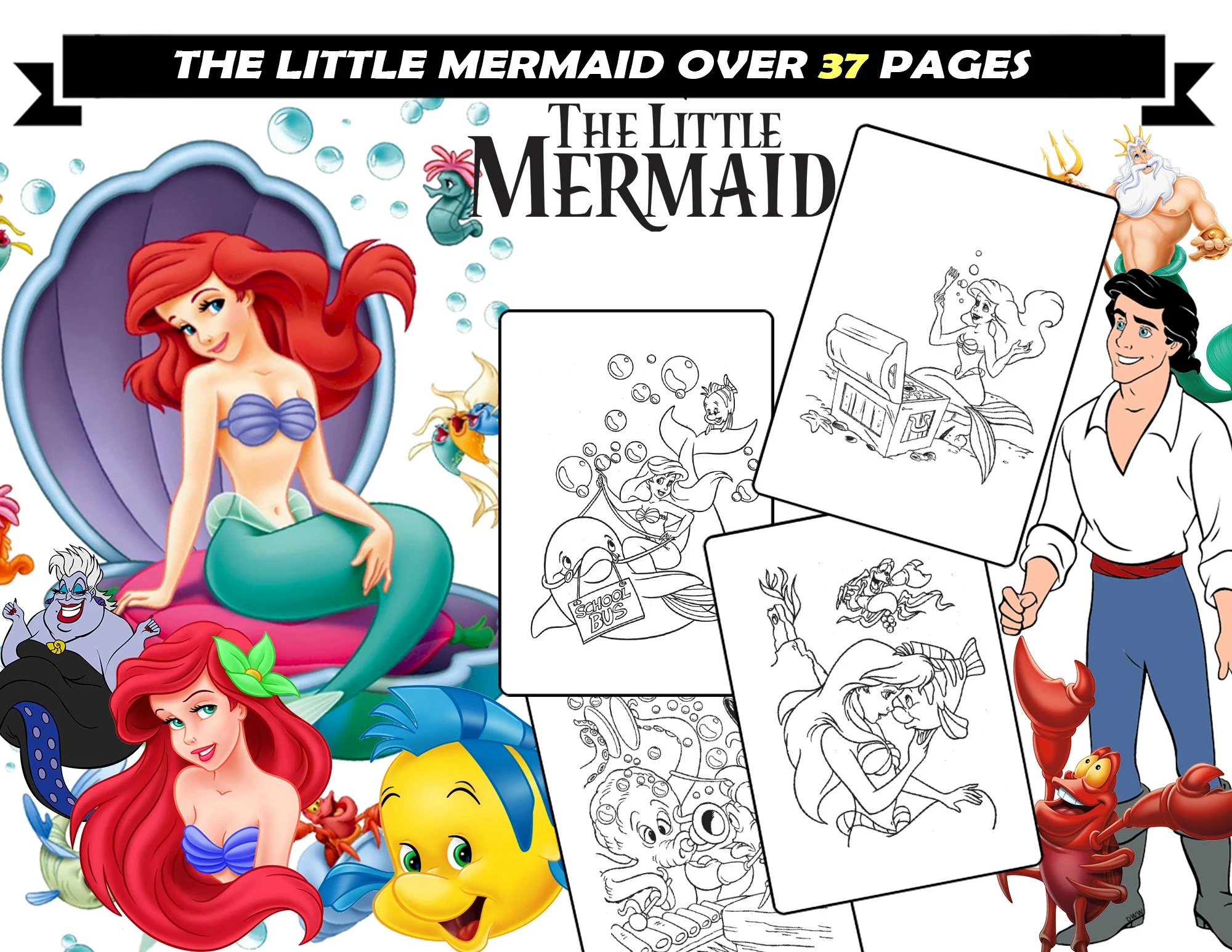 Little Mermaid Coloring Book For Kids Ariel Sebastian Flounder Ursula Coloring Sheets For Girls Printable Coloring Pages For Children Etsy Little Mermaid Coloring Book For Kids Ariel Sebastian Flounder Ursula Coloring Sheets For Girls Printable Coloring Pages For Children Etsy