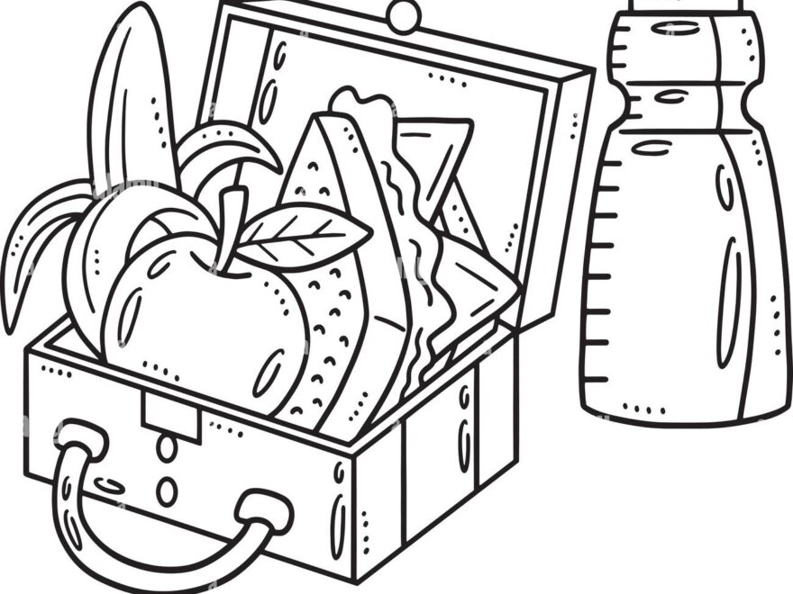 Lunch Box Isolated Coloring Page For Kids Stock Vector Image Art Alamy