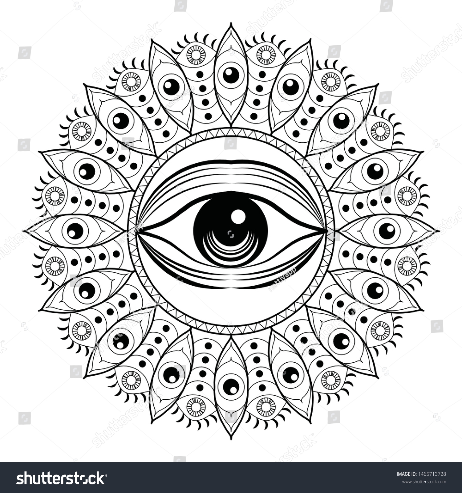 Mandala Coloring Page Adult Relaxation Mandala Stock Vector Royalty Free 1465713728 Shutterstock
