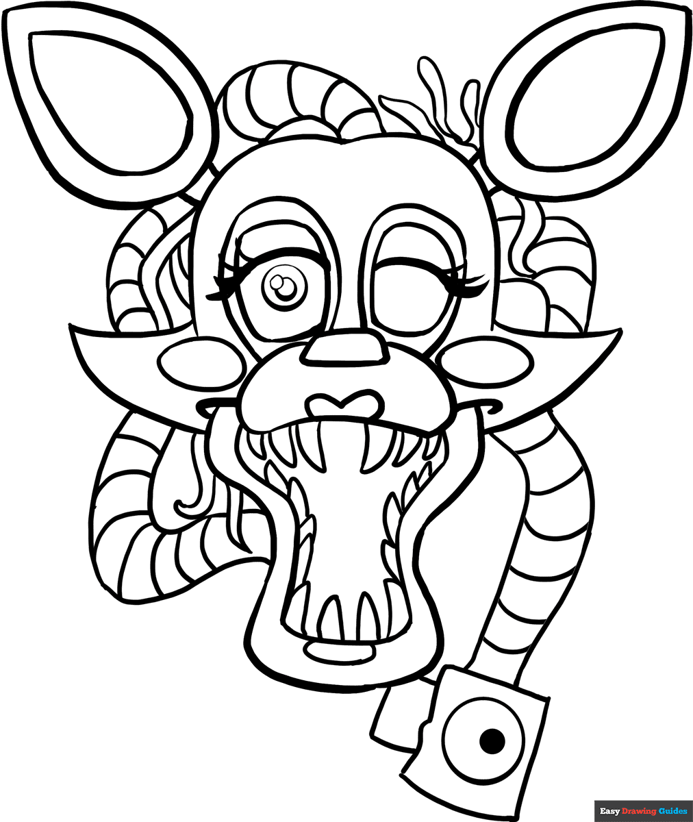 Mangle From Five Nights At Freddys Coloring Page Easy Drawing Guides