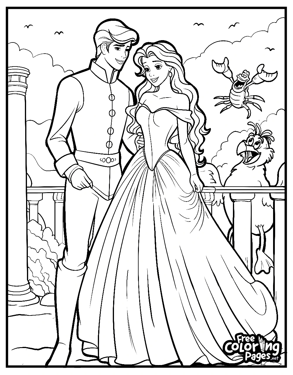 Ariel And Prince Eric Coloring Pages Ariel And Prince Eric Coloring Pages