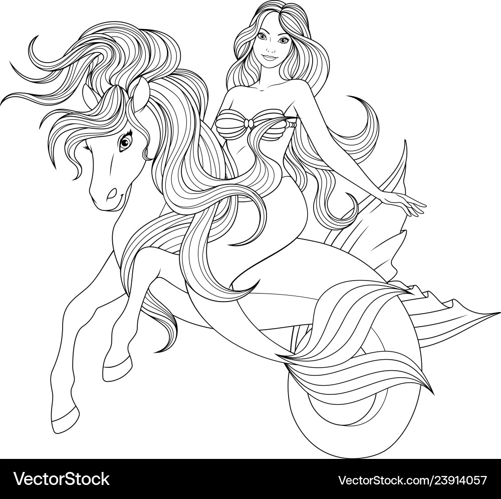 Mermaid Coloring Pages Vector Images over 1 100 Mermaid Coloring Pages Vector Images over 1 100