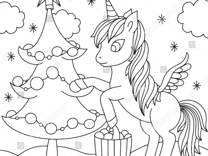 Merry Christmas Unicorn Coloring Hand Drawn Stock Vector Royalty Free 1598519491 Shutterstock