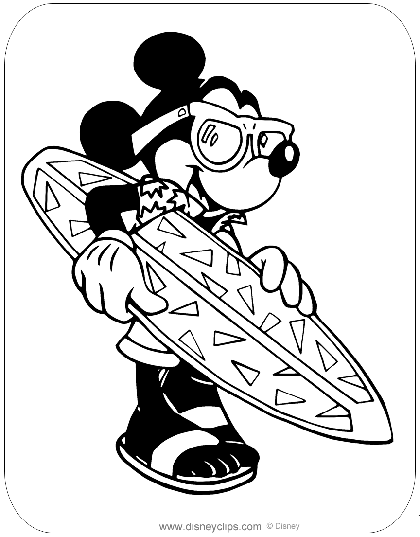 Mickey Mouse Summer Coloring Pages Disneyclips